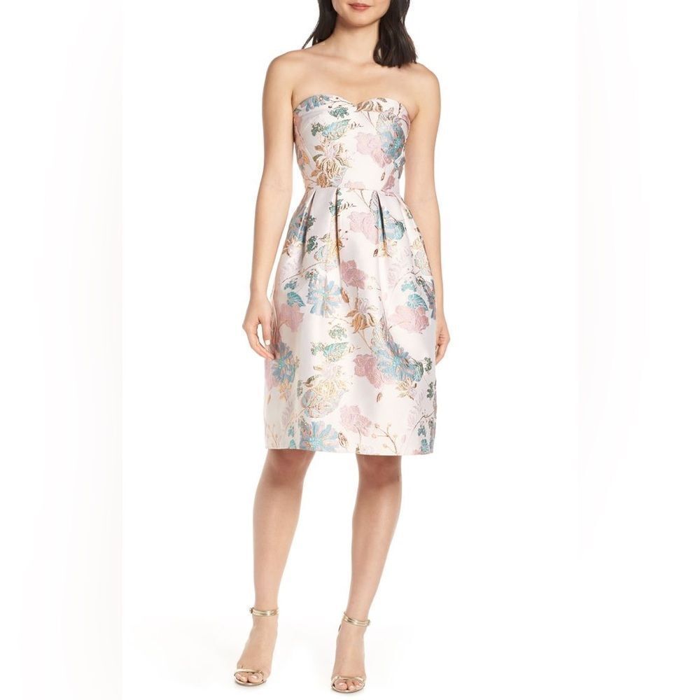 Haven Strapless Jacquard Party Dress